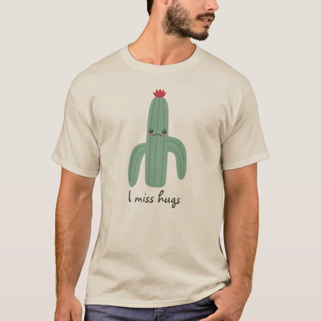 Niedlich Kawaii Cactus Misses Hugs T-Shirt (Vorderseite)