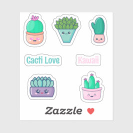Niedlich Kawaii Cactuses Aufkleber
