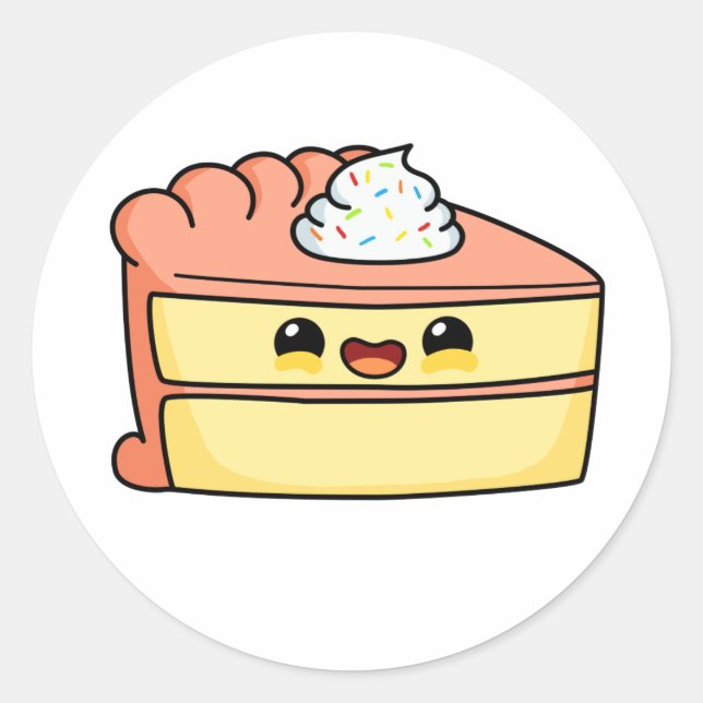Niedlich Kawaii Cake Runder Aufkleber (Vorderseite)