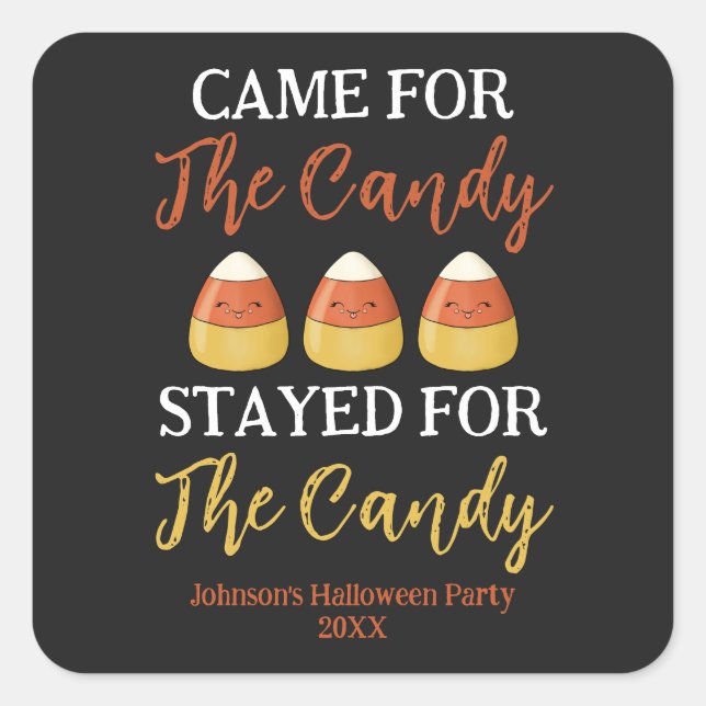 Niedlich Kawaii Candy Mais Halloween KostümParty Quadratischer Aufkleber (Vorderseite)