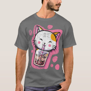 Niedlich Kawaii Cat Bubble Tee Japanisch Anime Fra