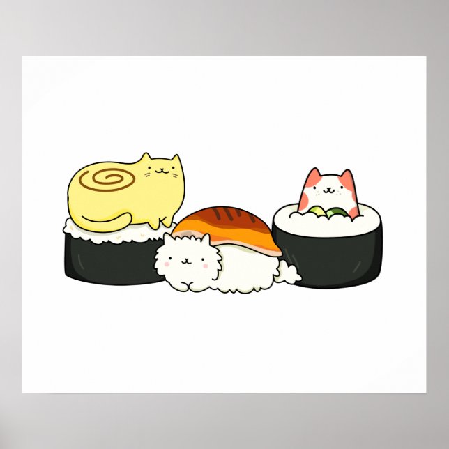 Niedlich Kawaii Cat-lifornia Sushi Roll Poster (Vorne)