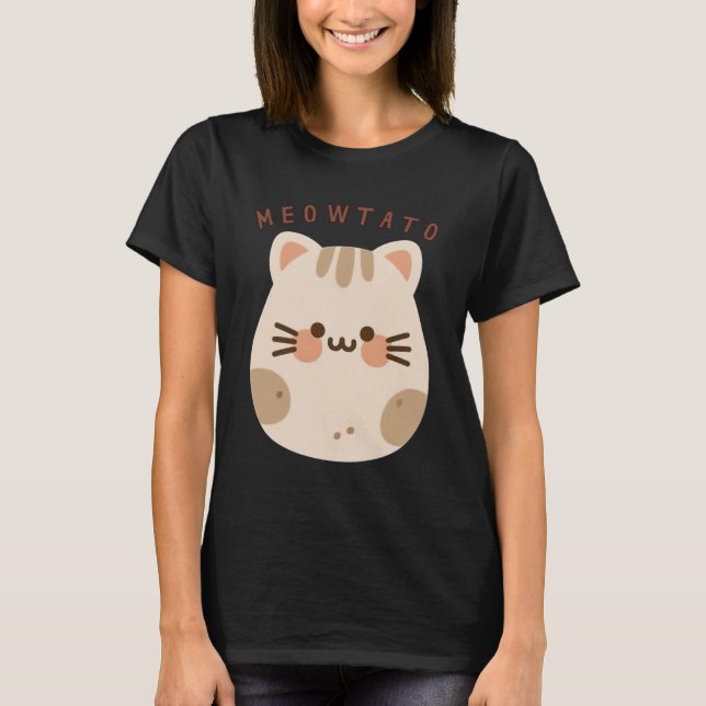 Niedlich Kawaii Cat Potato Mashup T-Shirt (Vorderseite)