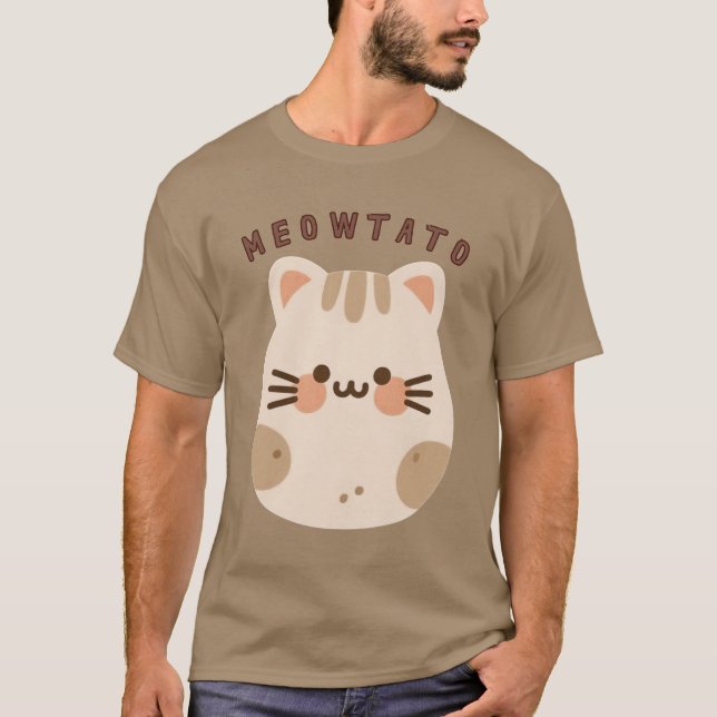 Niedlich Kawaii Cat Potato Mashup T-Shirt (Vorderseite)