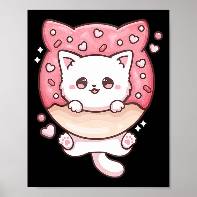 Niedlich Kawaii Cats Donut Anime Lover Otaku Fun C Poster (Vorne)