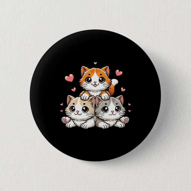 Niedlich Kawaii Cats Neko Funny Kitten Cat Lover G Button (Vorderseite)
