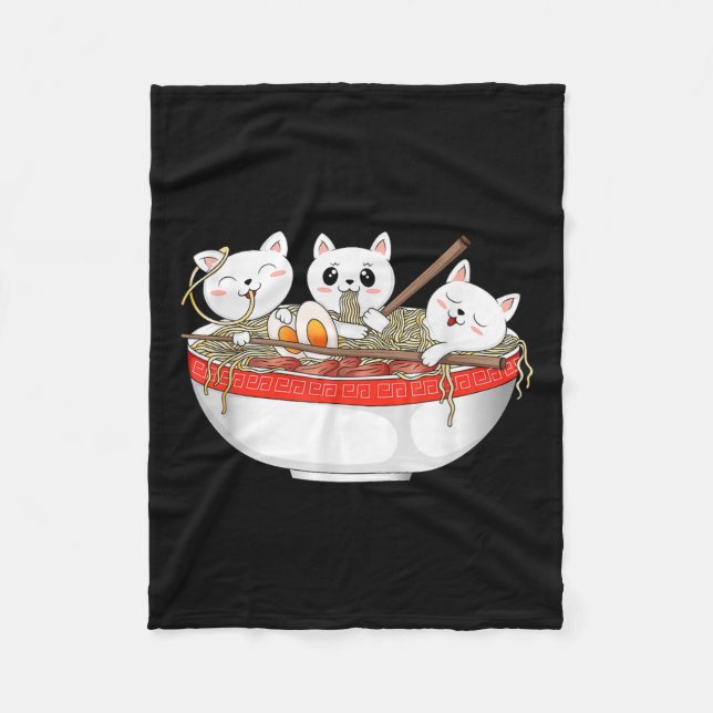 Niedlich Kawaii Cats Ramen Noodles Anime Japanisch Fleecedecke (Vorderseite)