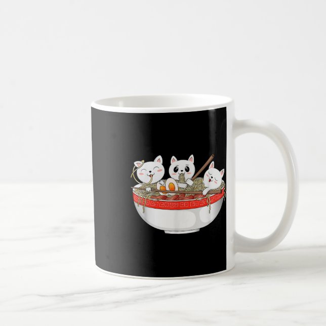 Niedlich Kawaii Cats Ramen Noodles Anime Japanisch Kaffeetasse (Rechts)