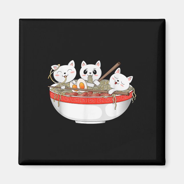 Niedlich Kawaii Cats Ramen Noodles Anime Japanisch Magnet (Vorne)
