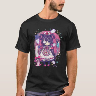 Niedlich Kawaii Chibi Anime Halloween Nurse Girls T-Shirt
