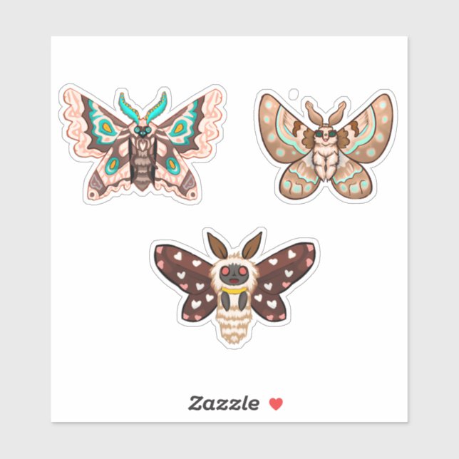 Niedlich Kawaii Chibi Moths Aufkleber (Blatt)