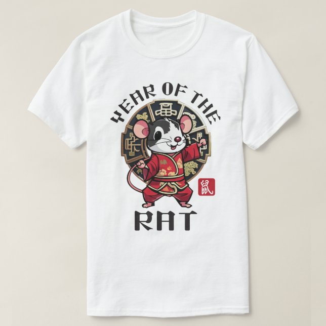 Niedlich Kawaii Chinesischer Ratte Zodiac Lunar Ja T-Shirt (Design vorne)