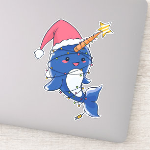 Niedlich Kawaii Christmas Narwhal Aufkleber