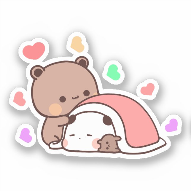 Niedlich Kawaii Chubby Mochi Panda Bär Aufkleber (Vorderseite)
