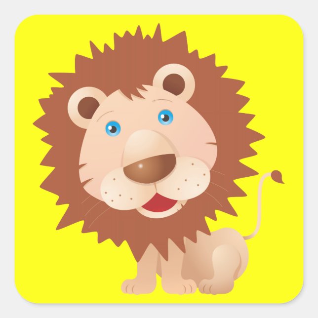 Niedlich Kawaii Circus Lion Quadratischer Aufkleber (Vorderseite)