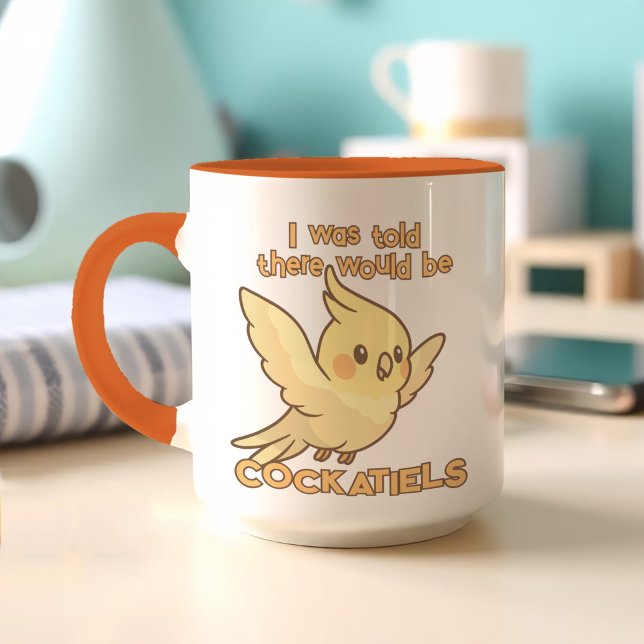 Niedlich Kawaii Cockatiel Adorable Yellow Pet Bird Tasse (Personalized kawaii cockatiel mug with soft pastel colors, cute art, and custom name!)