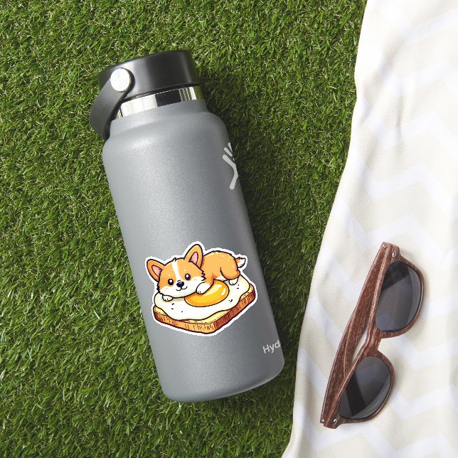 Niedlich Kawaii Corgi Brot Ei Aufkleber (HydroFlask Insitu)