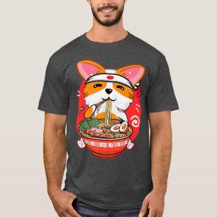 Niedlich Kawaii Corgi Ramen Japanisch Manga Anime T-Shirt
