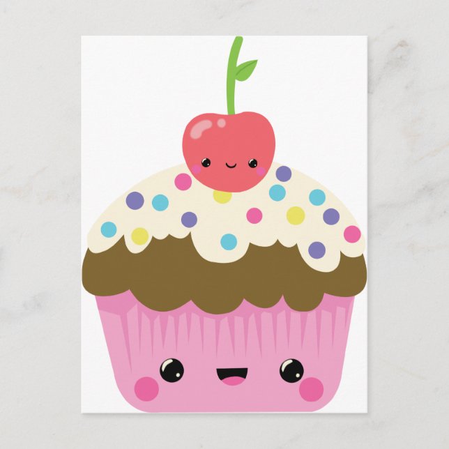 Niedlich Kawaii Cupcake Postkarte (Vorderseite)