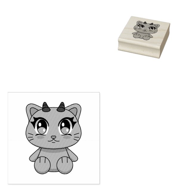Niedlich Kawaii Demon Cat Gummistempel (Stempel)