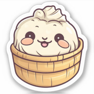 Niedlich Kawaii Dim Sum Chinesisches Dumpling Aufkleber