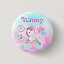 Niedlich Kawaii Dreamy Unicorn Regenbogenwolke Button