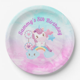 Niedlich Kawaii Dreamy Unicorn Regenbogenwolke Geb Pappteller