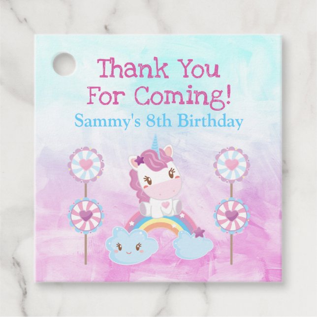Niedlich Kawaii Dreamy Unicorn Regenbogenwolke Geschenkanhänger (Vorderseite)