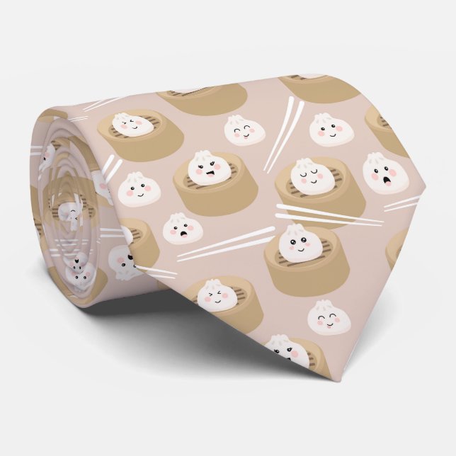 Niedlich Kawaii Dumplings Steamer Chopsticks Krawatte (Gerollt)