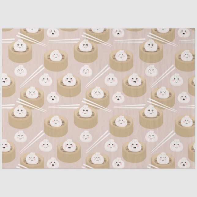 Niedlich Kawaii Dumplings Steamer Chopsticks Seidenpapier (Vorderseite)