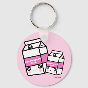 Niedlich Kawaii Erdbeeren Milch Süße Feinschmeck Schlüsselanhänger