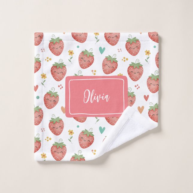 Niedlich Kawaii Erdbeeren Waschlappen (Waschlappen)