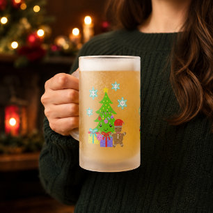 Niedlich Kawaii Face Christmas Tree Scene, ZSG Mattglas Bierglas