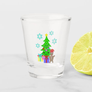 Niedlich Kawaii Face Christmas Tree Scene, ZSG Schnapsglas