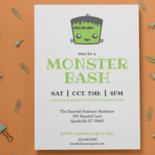 Niedlich Kawaii Frankenstein Monster Halloween-Par Einladung