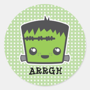 Niedlich Kawaii Frankenstein Monster Halloween Runder Aufkleber