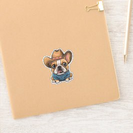 Niedlich Kawaii French Bulldog Cowboy Hat Dog Art Aufkleber