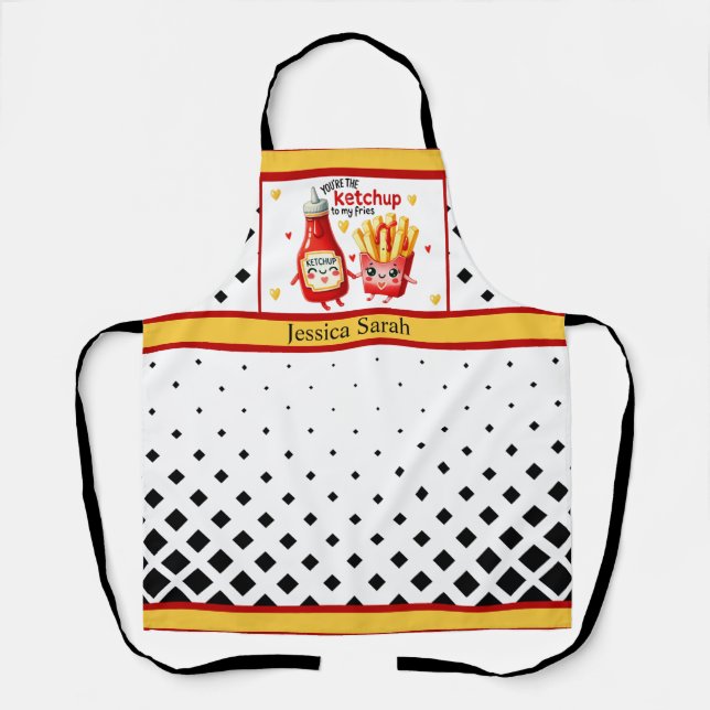 Niedlich Kawaii French Fries und Ketchup Schürze (Vorderseite)