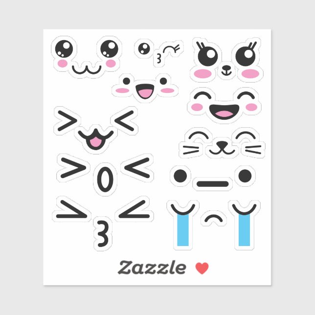 Niedlich Kawaii Funny Anime Faces Aufkleber (Blatt)