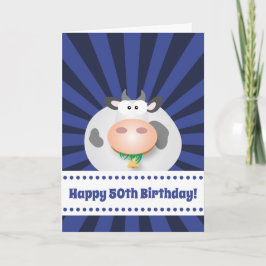 Niedlich Kawaii Funny Cartoon Kuh Happy 50. Geburt Karte