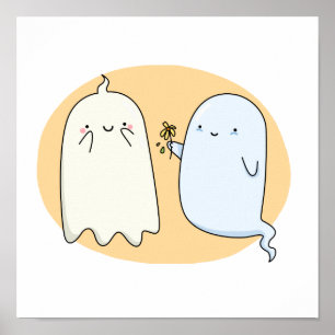 Niedlich Kawaii Ghost Couple Poster