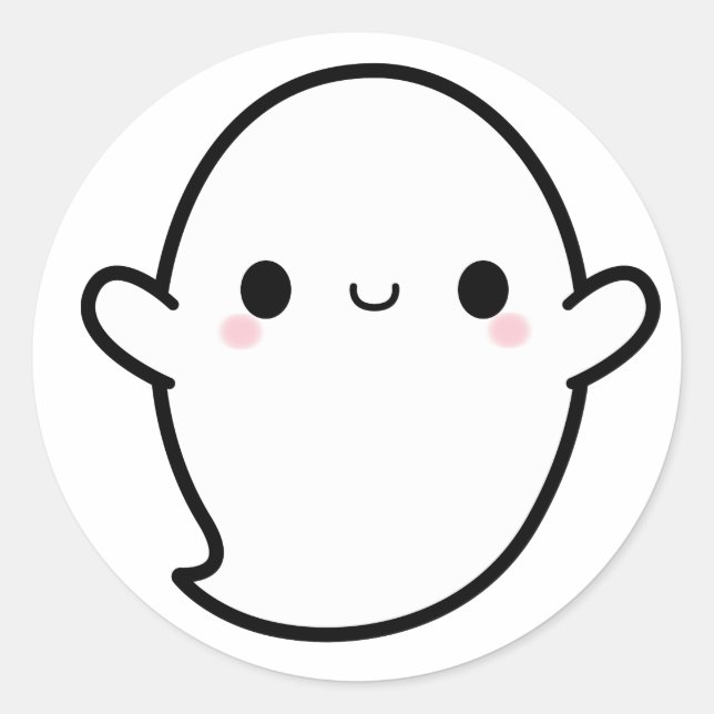 Niedlich Kawaii Ghost Halloween Runder Aufkleber (Vorderseite)
