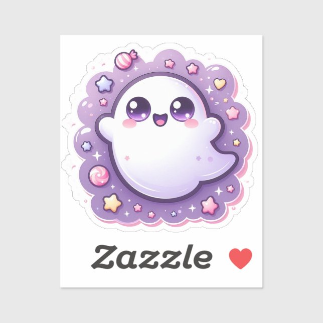 Niedlich Kawaii Ghost Vinyl Pastel Halloween Vibe Aufkleber (Blatt)