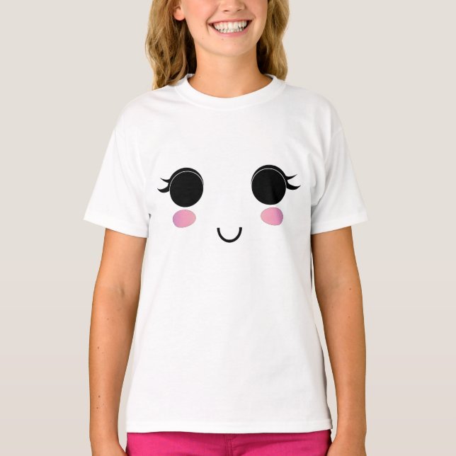 Niedlich Kawaii Girl Smile T-Shirt (Vorderseite)