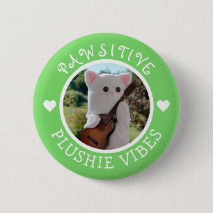 Niedlich Kawaii Green Pawsitive Plushie Vibes Foto Button