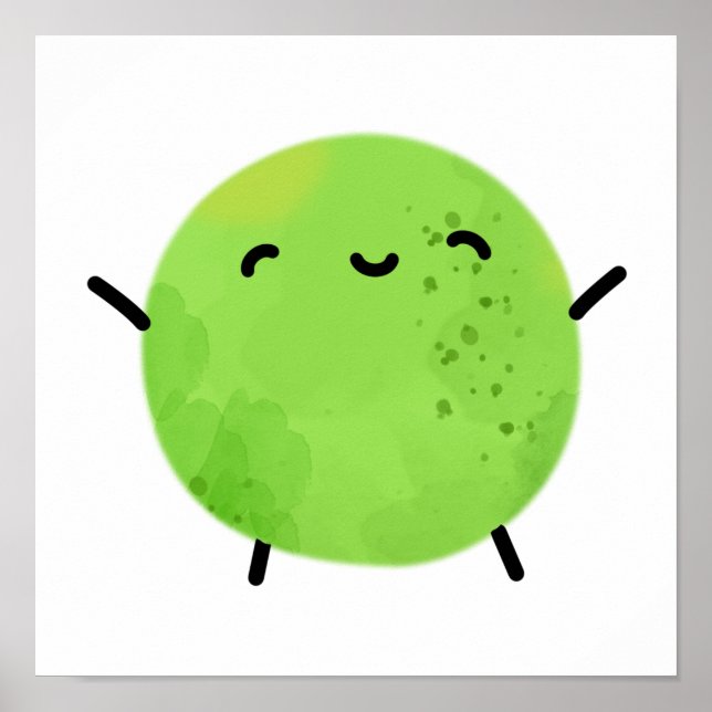 Niedlich Kawaii Green Pea Poster (Vorne)