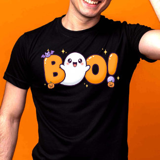 Niedlich Kawaii Halloween "BOO!" Geist T-Shirt