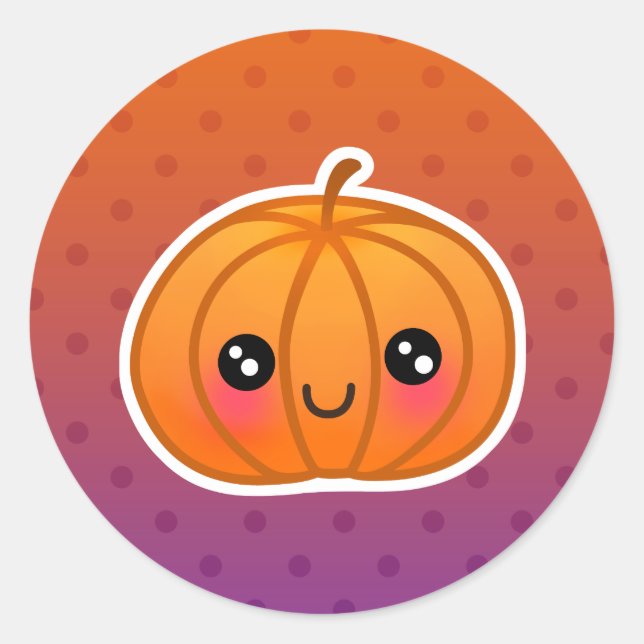 Niedlich Kawaii Halloween Cartoon Pumpkin Design Runder Aufkleber (Vorderseite)