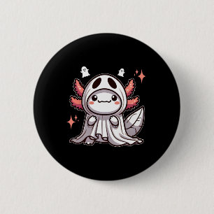 Niedlich Kawaii Halloween Ghost Axolotl Button