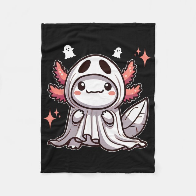 Niedlich Kawaii Halloween Ghost Axolotl Fleecedecke (Vorderseite)